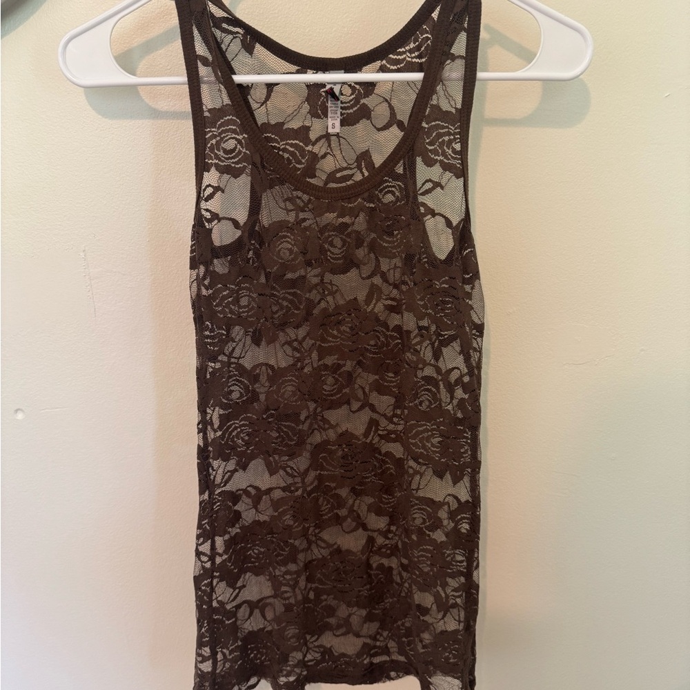 Brown Lace Tank Top